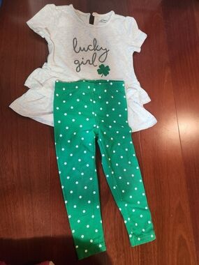 Carter's Green with White Polka Dot Girls' Leggings